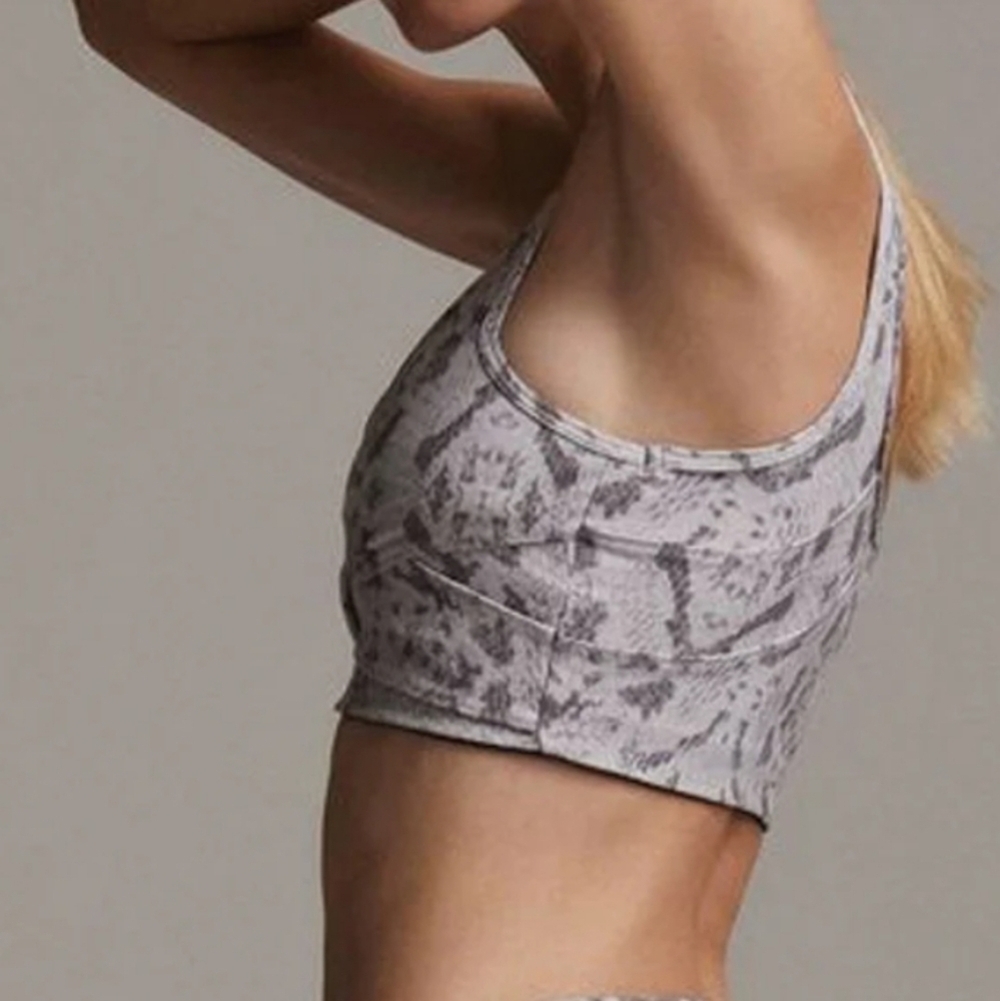 Varley Kellam Sports Bra in Taupe Grey Snake Print Large - Picture 7 of 16